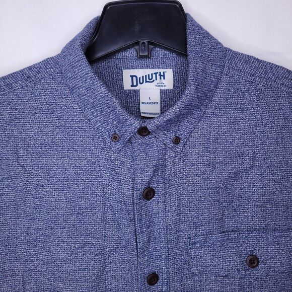 Duluth Shirt Mens Large Blue Free Swingin Twist Relaxed Fit - Picture 2 of 12